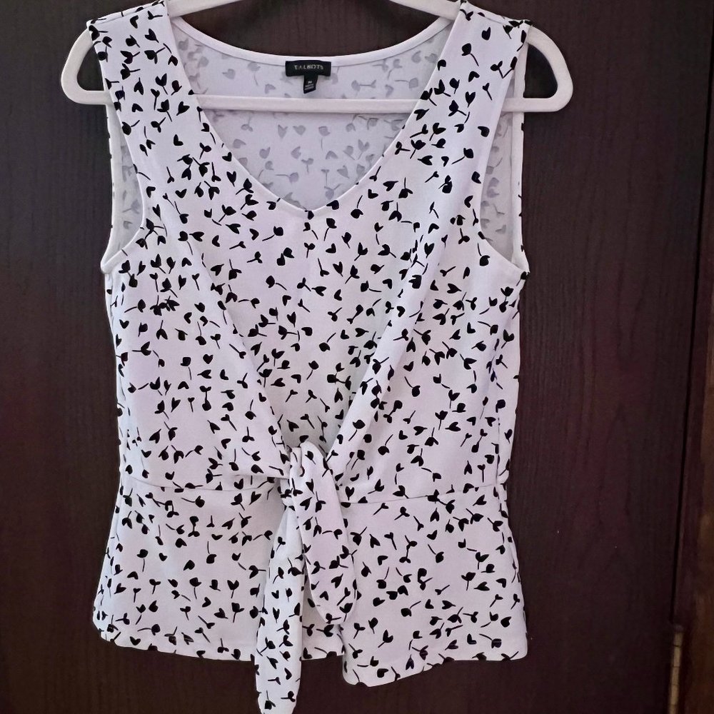 Talbots Tie Front Petal Print Sleeveless Tank Top